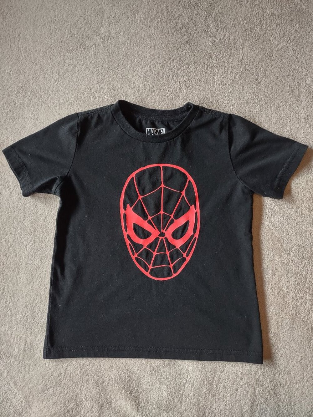 Marvel Spider-Man Shirt Youth Size 5 Black Red Mask Graphic Tee Kids Boys